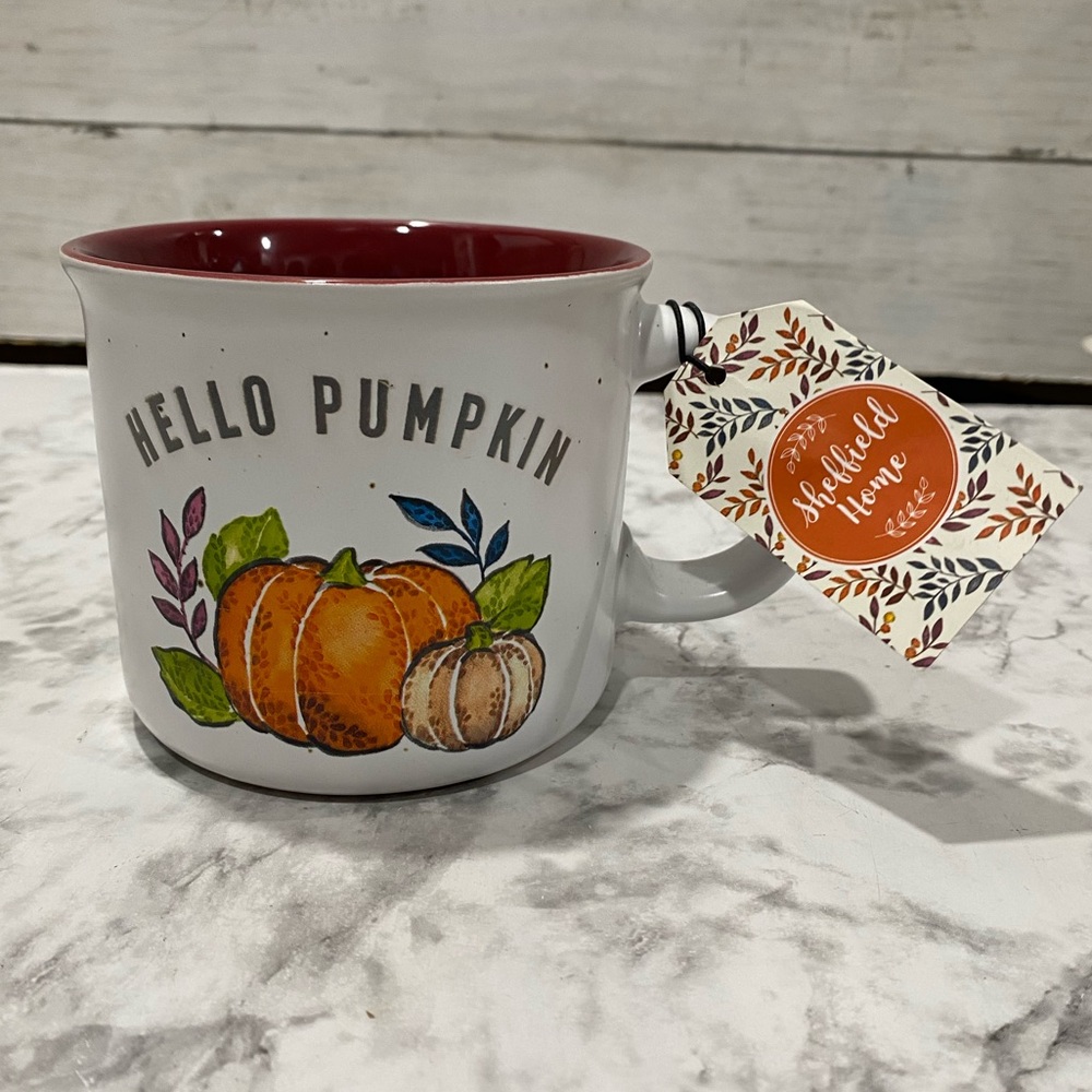 Sheffield Home “Hello Pumpkin” Ceramic Coffee / Tea Mug Fall Leaves